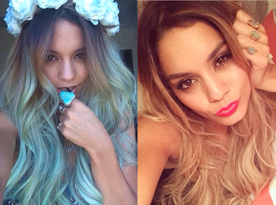 Celebs Hair Color Updates Vanessa Hudgens Blue Green Hair